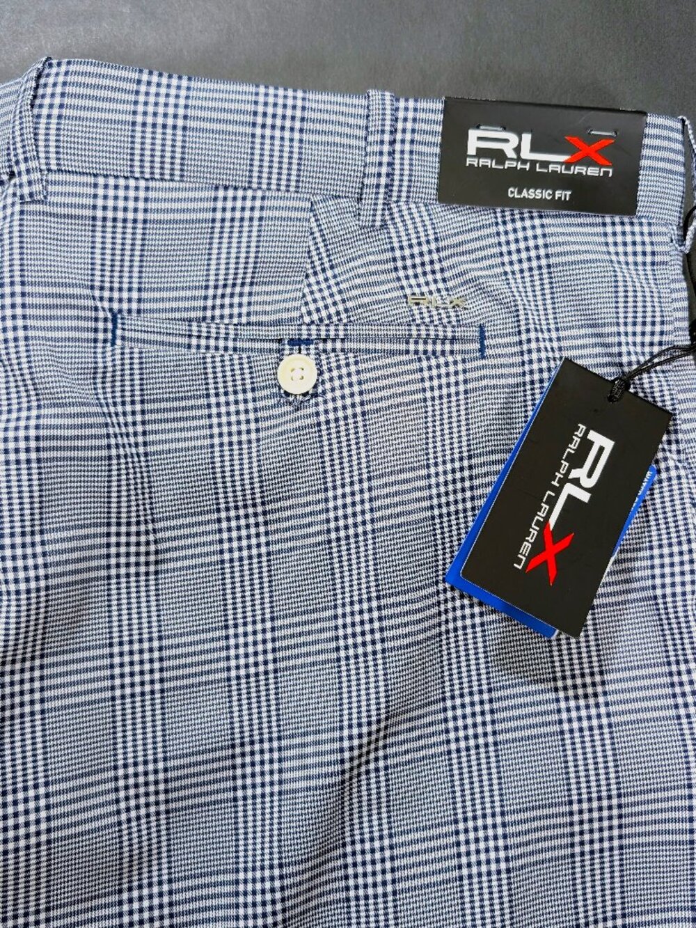 $115 Polo Ralph Lauren RLX Classic Fit Navy White Plaid Golf Shorts Men's 38